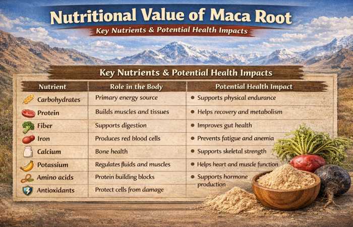 nutritional value of maca root